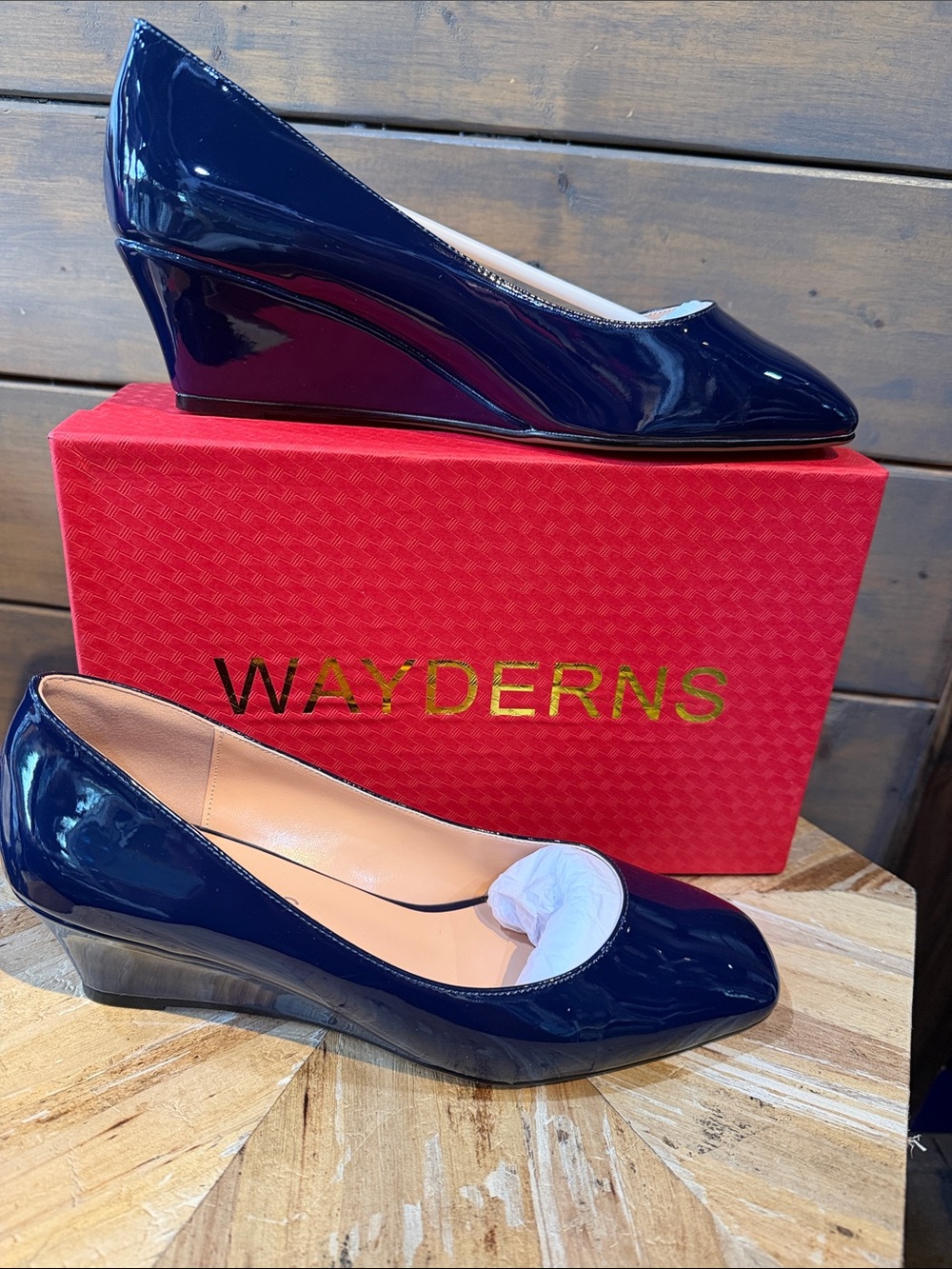 Wayderns Navy Patent Wedge Pumps - Women's (New with Box)